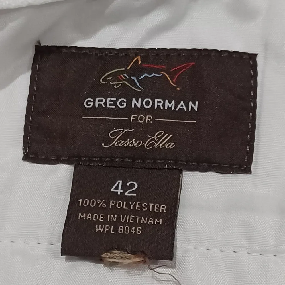 Greg Norman Mens Size 42 Creme Beige Flat Front Chino Shorts